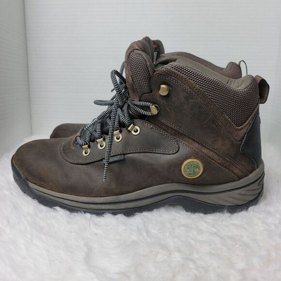 Timberland White Ledge Mens Size 13 Mid Waterproof Ankle Boots Brown Leather - Picture 3 of 9